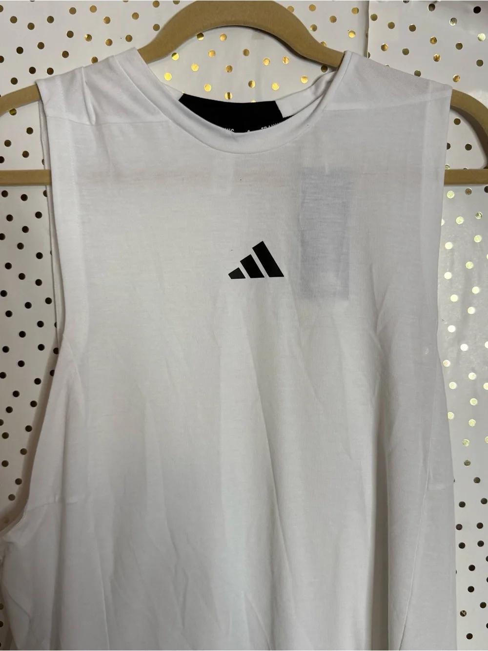 adidas White Sleeveless Workout Tank with Black Logo